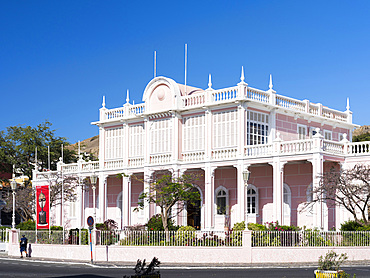 Palacio do Povo (Palacio do Minelo, Palacio di Governador), the former governors palace, now museum for art exhibitions. City Mindelo, a seaport on the island Sao Vicente, Cape Verde in the equatorial atlantic. Africa, April