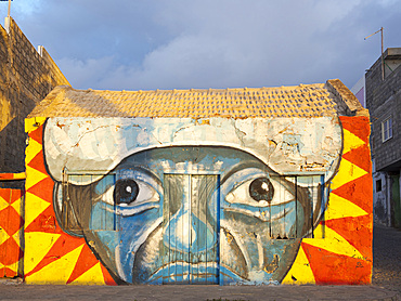 Painted old house. Town Ponta do Sol, Island Santo Antao, Cape Verde in the equatorial atlantic. April