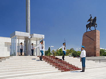 Changing of the guard. Ala Too square in the city center. The capital Bishkek . Asia, Central Asia, Kyrgyzstan