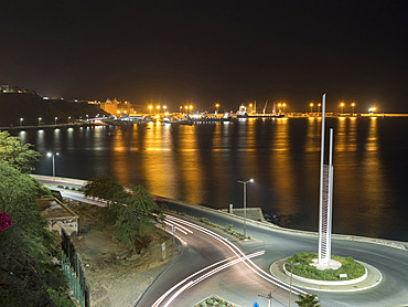 View from Plato towards the harbour. The capital Praia on the island of Santiago (Ilha de Santiago), Cape Verde in the equatorial atlantic.