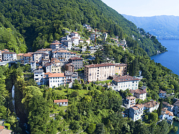 Aerial view, Nesso, Lombardy, Italy, Europe