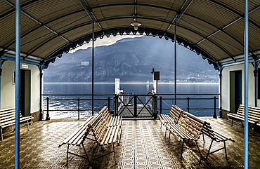 Mandello village, water bus station, Lake Como, Lombardy, Italy, Europe