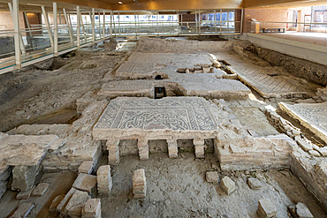 Piazza L. Ferrari square, Domus del Chirurgo, Archaeological remains of an ancient Roman house of a surgeon, Rimini, Emilia Romagna, Italy, Europe