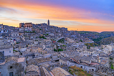 Sasso Caveoso of Matera, Sunset, Tourists, Basilicata, Italy, Europe