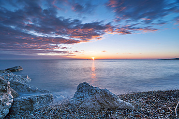 Seascape, Sunrise from the Civitanova Marche Pier, Marche, Italy, Europe