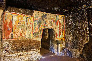 Etruscan Tomb Mithraeum, Fresco, Sutri, Lazio, Italy, Europe