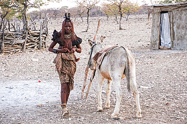 An attractive Himba woman in traditional attire, Namibia, Africa