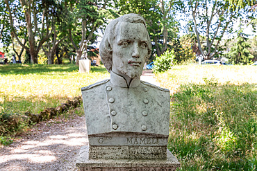 Monument dedicated to Gotifredo Mameli dei Mannelli, better known as Goffredo Mameli was a poet, patriot and Italian writer, Gianicolo hill, Trastevere, Rome, Lazio, Italy, Europe