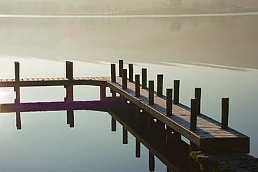 Boat Landing at dawn, Lake Ullswater, Lake District National Park, Cumbria, England, United Kingdom, Europe 