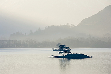 Little Islands, dawn, Lake Ullswater, Lake District National Park, Cumbria, England, United Kingdom, Europe 