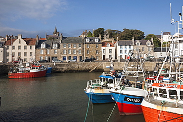 Fishing boats in the harbour at Pittenweem, east coast, Fife, Scotland, United Kingdom, Europe