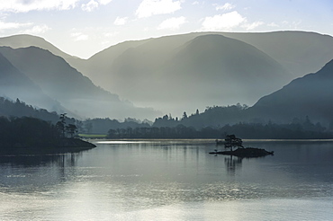 Little Island, Head of the Lake in November, Lake Ullswater, District National Park, Cumbria, England, United Kingdom, Europe