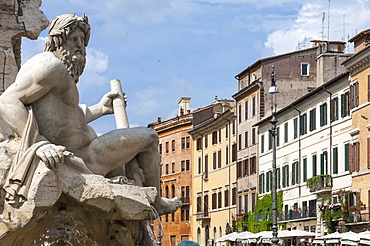 Detail of the Fountain of the Four Rivers, Piazza Navona, Rome, Lazio, Italy, Europe