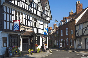 Half timbered historic Inn on Church Street, Tewkesbury, Gloucestershire, England, United Kingdom, Europe