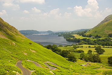 Lake Ullswater from Martindale Road, Lake District National Park, Cumbria, England, United Kingdom, Europe