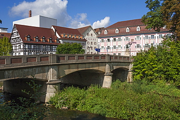 Donau Bridge, crossing the River Danube, Donauschingen (Donaueschingen), Black Forest, Baden-Wurttemberg, Germany, Europe