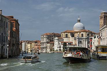 Water bus and taxi, Grand Canal at Marcuola, Venice, UNESCO World Heritage Site, Veneto, Italy, Europe