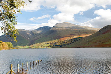 Lake Wastwater with Scafell Pike 3210ft, and Scafell 3161ft, Wasdale Valley, Lake District National Park, Cumbria, England, United Kingdom, Europe