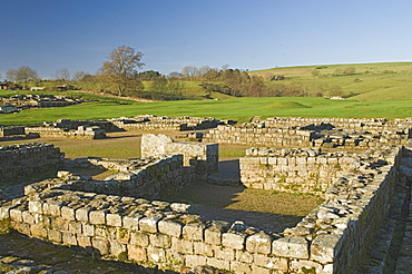 Headquarters building, Roman settlement and fort at Vindolanda, Roman Wall south, UNESCO World Heritage Site, Northumbria, England, United Kingdom, Europe