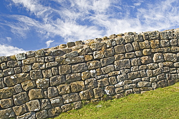 A portion of original Hadrians Wall, chisel marks visible on some stones, Hadrians Wall, UNESCO World Heritage Site, Northumbria, England, United Kingdom, Europe