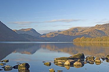 Early light looking south over Lake Ullswater, Lake District National Park, Cumbria, England, United Kingdom, Europe