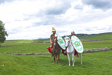 Roman Cavalry of the Ermine Street Guard, Birdoswald Roman Fort, Hadrians Wall, Northumbria, England, United Kingdom, Europe