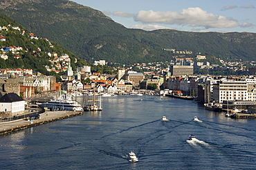 The old city and harbour at Bergen, Norway, Scandinavia, Europe