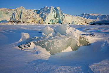 Glacier and glacier ice, Billefjord, Svalbard, Spitzbergen, Arctic, Norway, Scandinavia, Europe