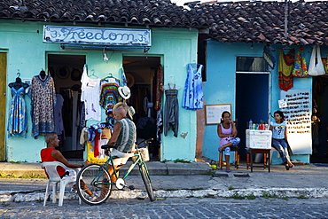 Colorful houses in the historical center of Arraial d'Ajuda, Bahia, Brazil, South America