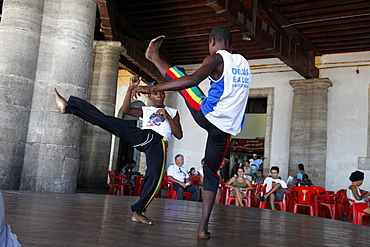 Capoeira performance at Mercado Modelo, Salvador (Salvador de Bahia), Bahia, Brazil, South America 