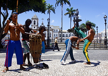 Capoeira performance at Terreiro de Jesus Square in Pelourinho district, Salvador, Bahia, Brazil, South America