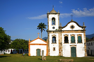 View over Santa Rita church, Paraty (Parati), Rio de Janeiro State, Brazil, South America 