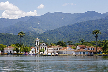 View over Santa Rita church, Paraty (Parati), Rio de Janeiro State, Brazil, South America 