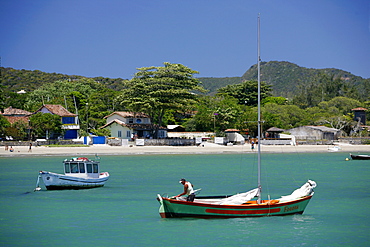 Fishermen boats at Manguinhos Beach, Buzios, Rio de Janeiro State, Brazil, South America 