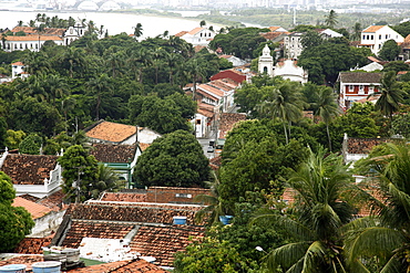 View over the old town of Olinda from Praca do Se, UNESCO World Heritage Site, Olinda, Pernambuco, Brazil, South America 