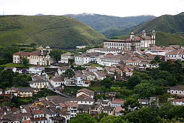 A view over the town of Ouro Preto from near the church of Sao Francisco de Paula, Ouro Preto, UNESCO World Heritage Site, Minas Gerais, Brazil, South America 