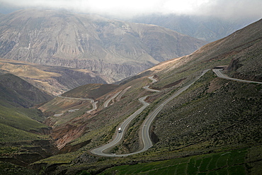 View from the road between Purmamarca and Salinas Grandes, Jujuy Province, Argentina, South America 