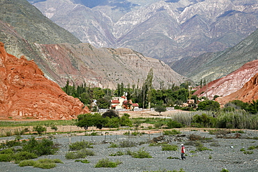 Landscape from the Camino de los Colorados trail around Purmamarca, Quebrada de Humahuaca, UNESCO World Heritage Site, Jujuy Province, Argentina, South America 