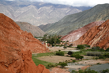 Landscape from the Camino de los Colorados trail around Purmamarca, Quebrada de Humahuaca, UNESCO World Heritage Site, Jujuy Province, Argentina, South America 