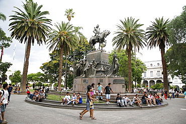 Plaza 9 Julio, the main square in Salta city, Argentina, South America