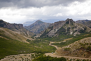 View over the Cordoba Pass in the Lanin National Park, Patagonia, Argentina, South America 