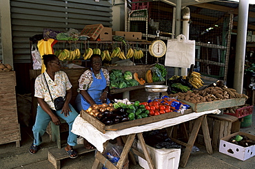 Fruit and vegetable market at Scarborough, Tobago, West Indies, Caribbean, Central America