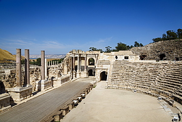 Amphitheatre, ruins of the Roman-Byzantine city of Scythopolis, Tel Beit Shean National Park, Beit Shean, Israel, Middle East 