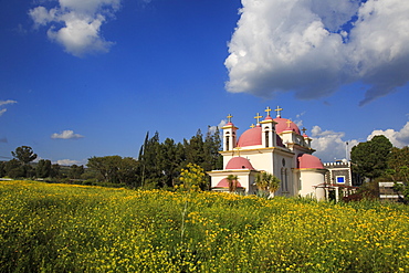 The Greek Orthodox Church of the Twelve Apostles in Capernaum by the Sea of Galilee (Lake Tiberias), Israel, Middle East 