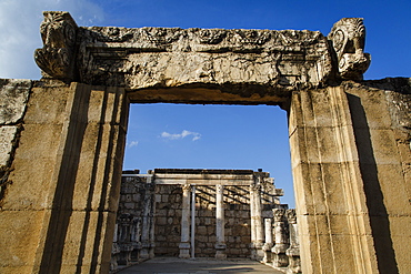 Ruins of the old Synagogue in Capernaum by the Sea of Galilee, Israel, Middle East 