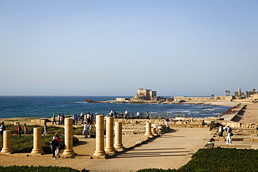 Herods Palace ruins and the hippodrome, Caesarea, Israel, Middle East 