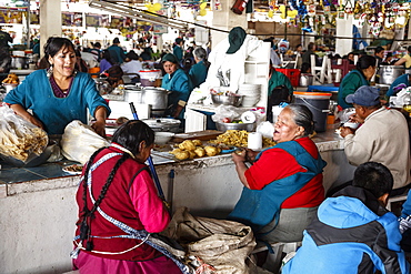 Vegetable stall at San Pedro Market, Cuzco, Peru, South America