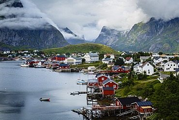 View over Reine, Lofoten Islands, Arctic, Norway, Scandinavia, Europe