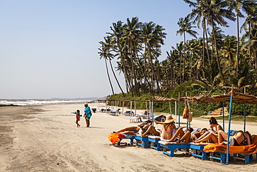 People at Ashvem Beach, Goa, India, Asia