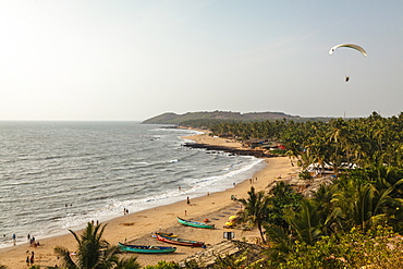 View over South Anjuna Beach, Goa, India, Asia